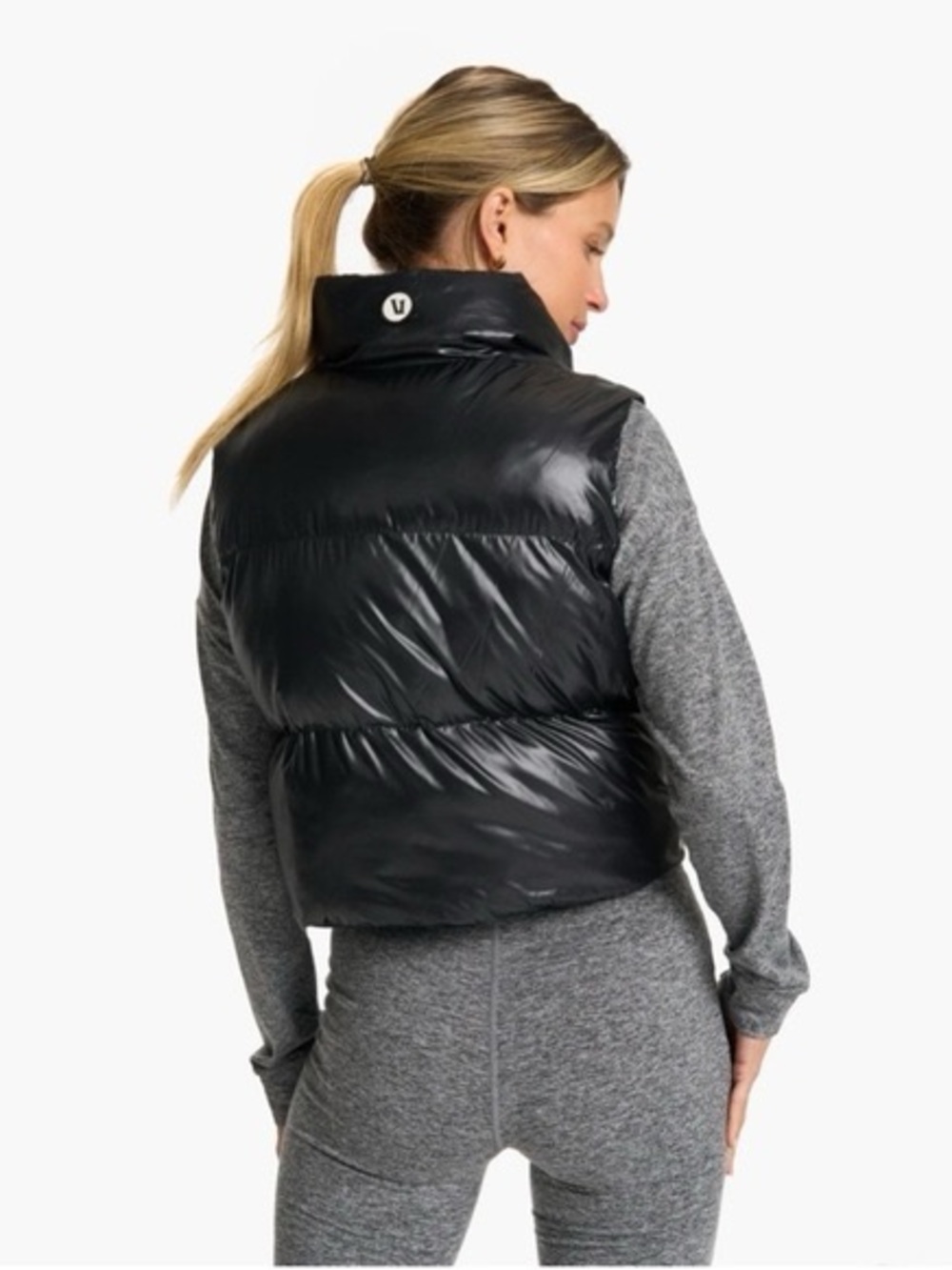 Vuori Black Puffer Vest Cropped Jacket - Women XS